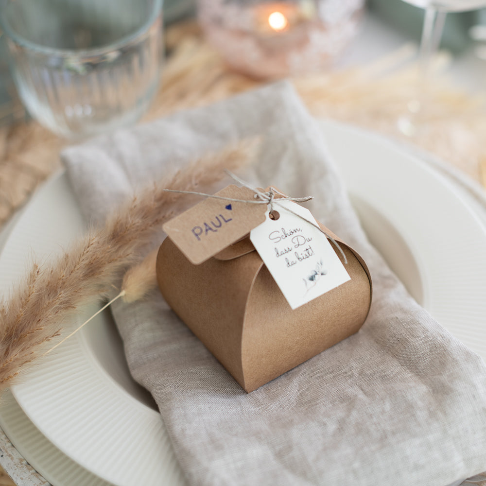 Wunderschöne Gastgeschenke für Hochzeit, Geburtstag, Taufe - kleine Schachtel zum Befüllen inkl. Anhänger